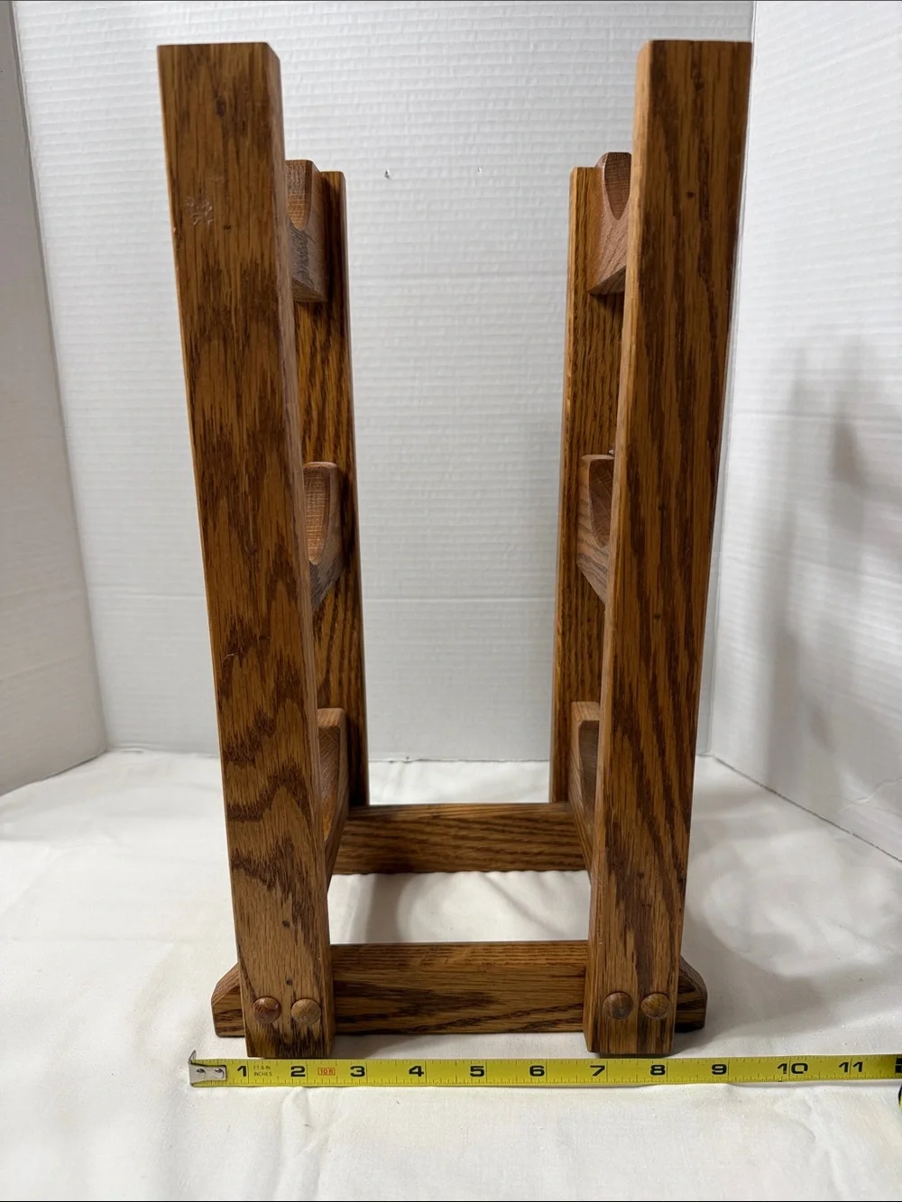 Artisan Crafted Solid Oak 3 Bottle Wine Holder Stand or Bath Towel Rack - Brown